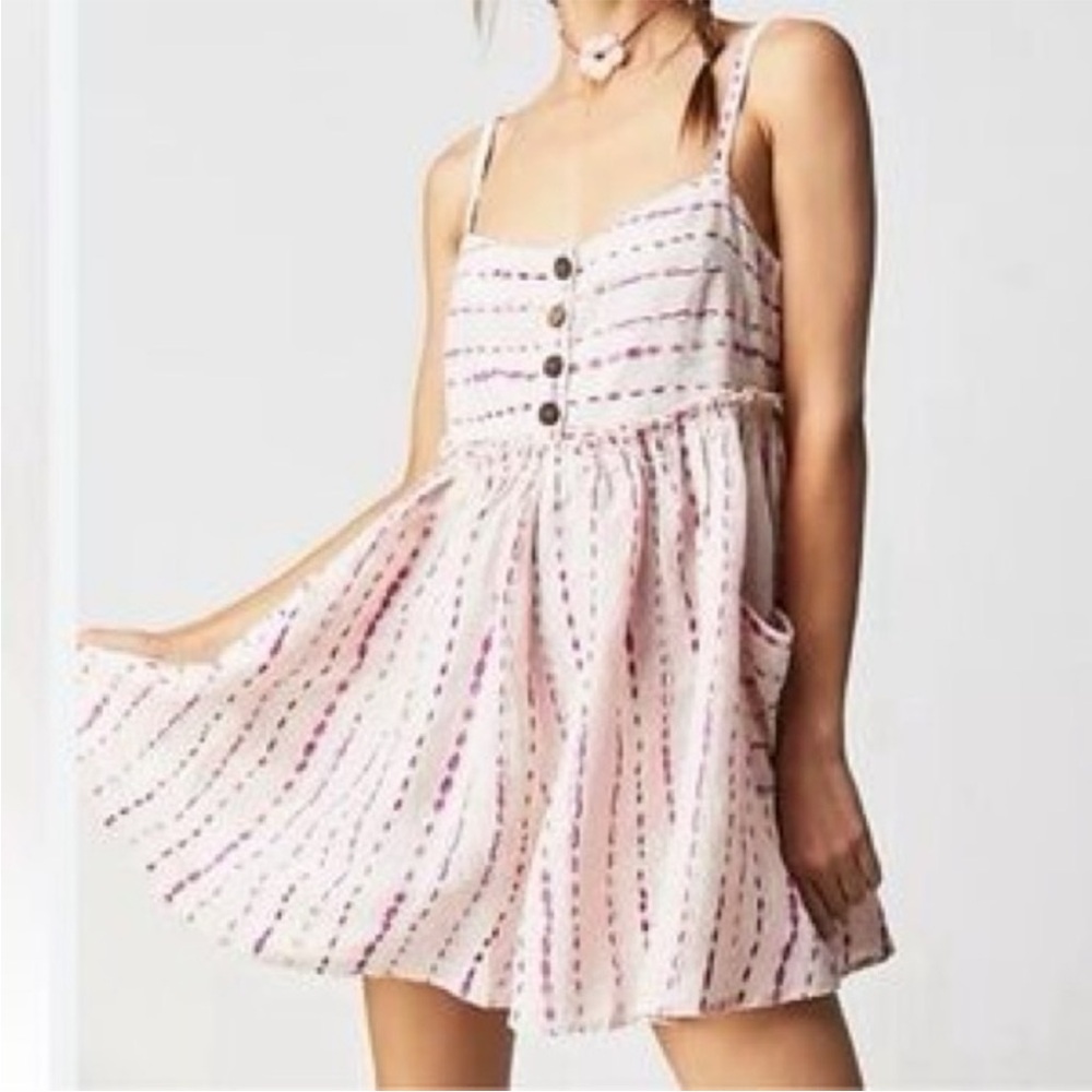 Free People Pink Striped Romper